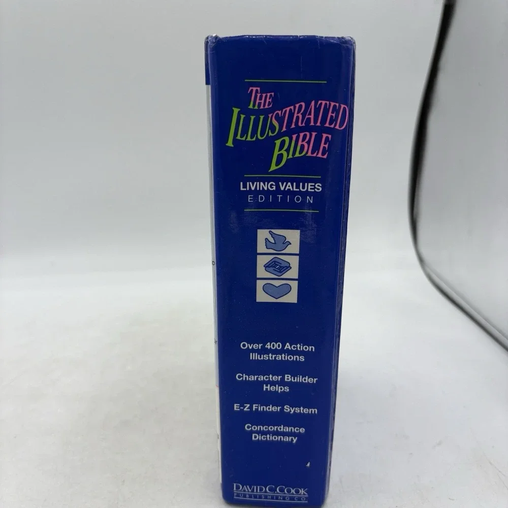 Vintage The Illustrated Bible Living Values Edition Student Blue Hardcover 1990